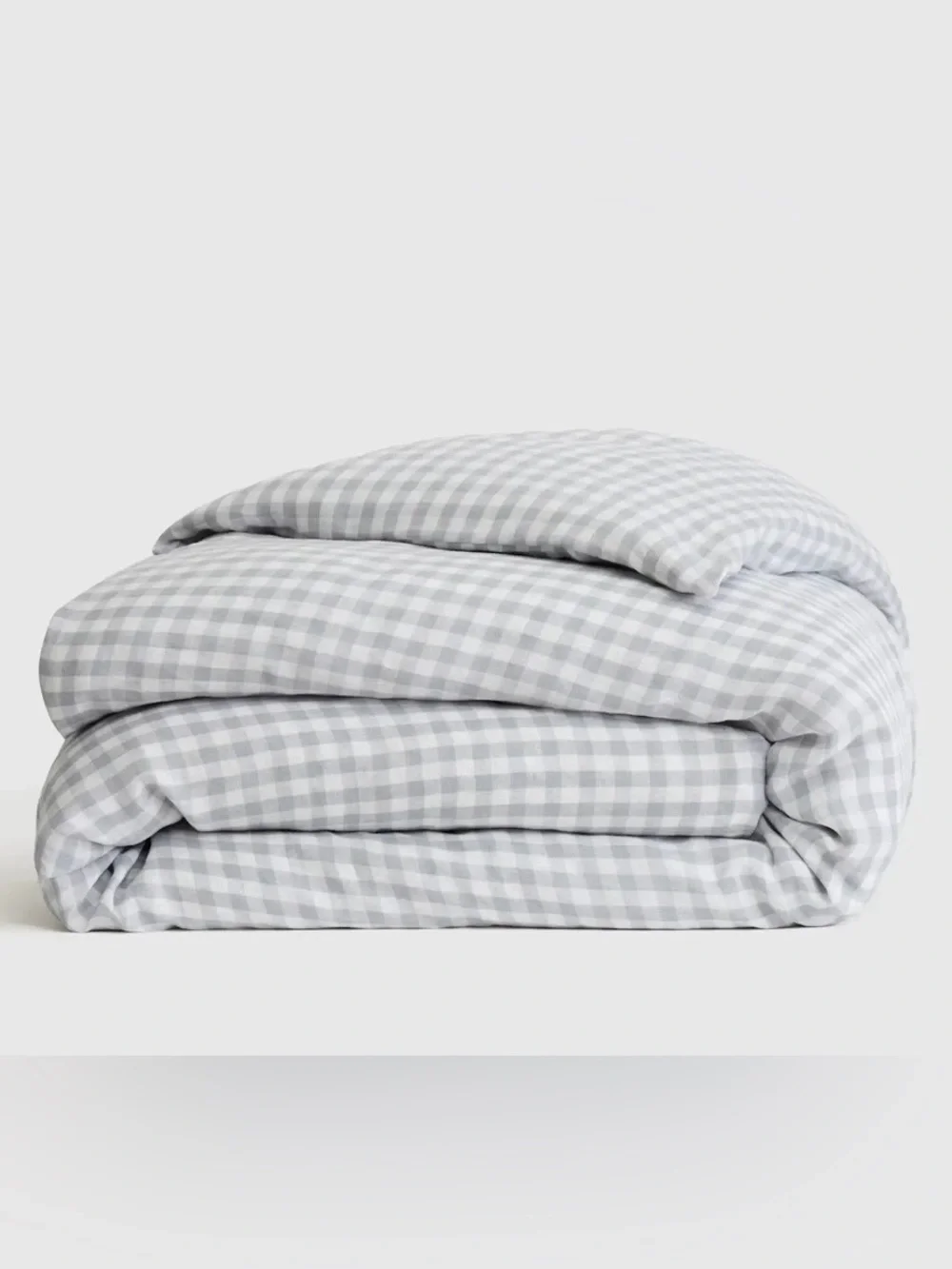 NWOT Quince European Linen Gingham 1 Pc Duvet Cover, Twin (Blue Fog)
